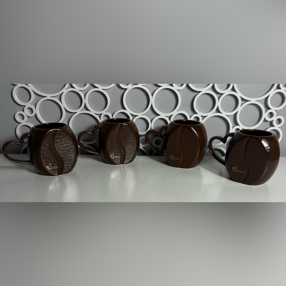 SUPER CUTE VINTAGE COFFEE BEAN COFFEE CUP ☕️ W/🤎 HANDLE ~ SET OF 4 - Picture 4 of 4